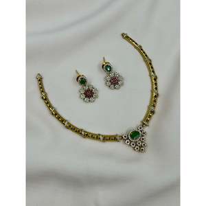Indian Traditional Gold Plated Hasli <b>Necklace</b> <b>Set</b> with CZ <b>Earrings</b> for <b>Bridal</b> & Festival - Product Image 1