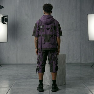 Conjunto Deportivo Unisex de 2 Piezas, Chaqueta con Capucha y Bolsillos, Diseño Color Block Morado y Negro, para Todas las Temporadas, Corte Regular - Product Image 3
