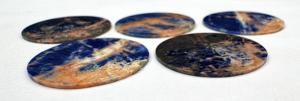 Sodalita natural pulida azul, esfera plana redonda de 31.5 mm, piedra preciosa suelta para la fabricación de joyas, perforación gratuita de 1.5 mm - Product Image 5