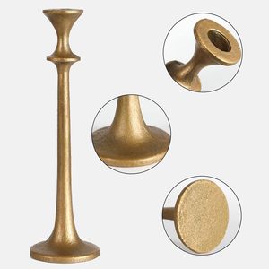 Ensemble de 3 bougeoirs décoratifs en métal doré pour la décoration de table de mariage ou de maison, élégant support à bougies - Product Image 4