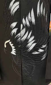 Traje Jodhpuri TR Lachka negro con botones ocultos y diseño Silhouette, abrigo con hilo plateado de 2mm y cuentas, estilo Sweeping <span class=keywords><strong>Phantom</strong></span> Wing - Product Image 3