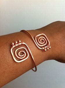 Luxury Handmade Copper <b>Bracelet</b> For Women With Antique Texture And Elegant Adjustable Wrist Design - Product Image 4