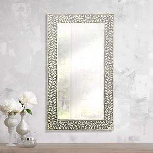 Espejo Decorativo Rectangular de Lujo Hecho a Mano con Incrustaciones de Hueso, Estilo Moderno Rústico, con Parte Superior Arqueada para Pared del Hogar - Product Image 2
