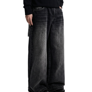 กางเกงยีนส์คาร์โก้ทรงหลวมขาบานสีน้ำเงินซีดแบบโอเวอร์ไซส์หลายกระเป๋าสำหรับผู้ชาย - Product Image 3