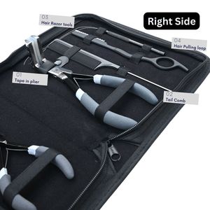 Kit d'outils pour extensions capillaires : Pince à micro-perles, Pince à décollement de kératine, Pince à bandes adhésives, Outil à boucles, Rasoir, Peigne à doigts pour séparation - Product Image 4