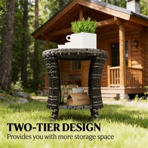 Tavolino da Caffè Grigio per Esterni, Tavolo Laterale da Giardino/Terrazzo (Solo Tavolo) - Product Image 2