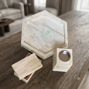Porta Incienso con Incrustaciones de Hueso, Bandeja Hexagonal para Incienso, Exhibidor Decorativo de Aromaterapia para Decoración del Hogar - Product Image 1