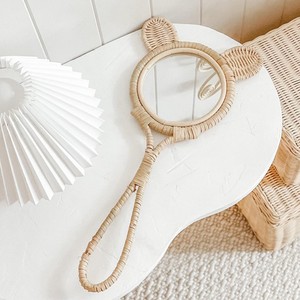 Hand-crafted hand <b>mirror</b> competitive price makeup accessories natural rattan <b>mirrors</b> with handle - Product Image 5