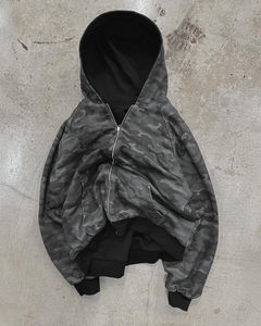 Sweat-shirts à capuche réversibles pour hommes avec impression personnalisée, épaules tombantes, haute qualité, noirs, zippés - Product Image 3