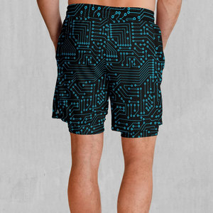 Team <b>Builder</b> Custom Men's 100% Cotton Eco-Friendly Circuit Board Print Running Shorts | Quick Dry Compression Gym Workout Shorts - Product Image 1