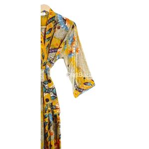 Robes longues en soie vintage élégantes pour femmes, kimono maxi, patchwork, fermeture à cordon sur le devant, respirantes, séchage rapide, indiennes - Product Image 5