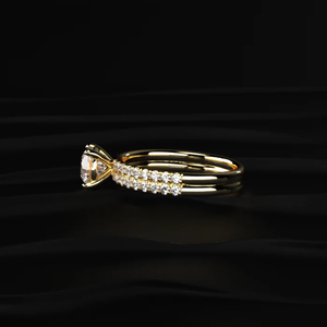 Bague de fiançailles de luxe en diamant solitaire de laboratoire de 1,5 carat, taille ronde, double sangle, bijoux de mariée pour femme. - Product Image 2