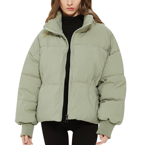 Chaqueta Acolchada Verde Oliva para Mujer, Modelo 2026, Manga Larga, Cuello Alto, Cierre de Cremallera, Ropa de Invierno, Precios al por Mayor - Product Image 1