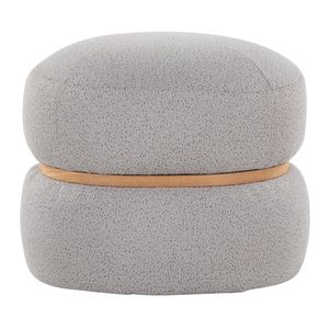 Pouf Ottoman Cinch in Tessuto Grigio Contemporaneo e Legno Naturale - Collezione Sgabelli e Pouf - Product Image 4
