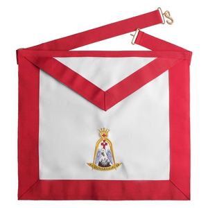 Delantal Masónico del Rito Escocés de la Rosa Cruz de 18 Grados, Cuero Blanco y Rojo Hecho a Mano, Forma Cuadrada, Bordado de Pelícano, Logia Masónica - Product Image 4
