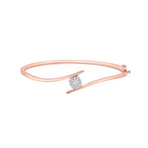Rose Gold Lab Grown Diamond Minimal Solitaire Open <b>Bangle</b> <b>Bracelet</b> - Product Image 2
