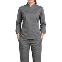 Uniforme de chef en tissu tricoté 100% coton, manches longues, respirant, unisexe, vêtements de travail pour restaurant, bar, service, fourniture ODM