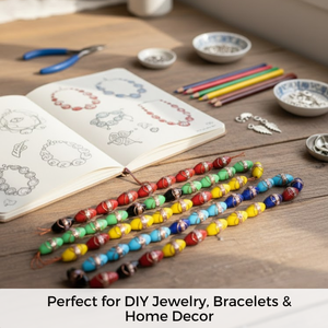 EXCEL EXPORTS Cuentas Sueltas de Vidrio Multicolor Hechas a Mano con Técnica Lampwork, Forma de Barril, 12x22mm, 8 Hilos |   Proyectos de Bricolaje para Diseñadores de Artesanías Decorativas - Product Image 2