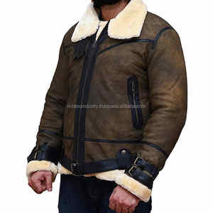 Chaqueta de Motociclista de Cuero con Forro de Borrego para Hombre, Talla Adulto, Nueva Moda, Color y Logotipo Personalizados para Invierno - Product Image 4