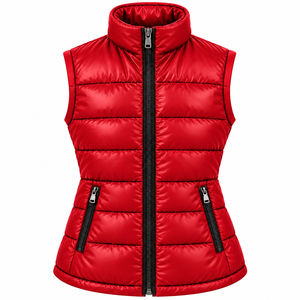 Chaleco Acolchado con Cuello Alto Naranja Personalizado al por Mayor, Ropa de Abrigo Térmica de Invierno, Ligero, Transpirable y Resistente al Agua para Mujer - Product Image 2