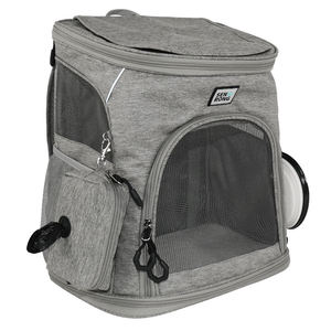 กระเป๋าเป้สะพายหลังสำหรับสัตว์เลี้ยงแบบมีโครงสร้างหลายชั้น บุด้วยผ้าโพลีเอสเตอร์ตาข่าย พร้อมซิปปิด ดีไซน์ทันสมัย ลายทางคลาสสิก เป็นมิตรกับสิ่งแวดล้อม - Product Image 3