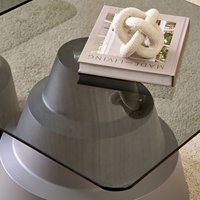 Table basse carrée moderne de style nordique avec plateau en verre fumé et base en métal, ensemble de tables à niveaux pour salon, mobilier de maison