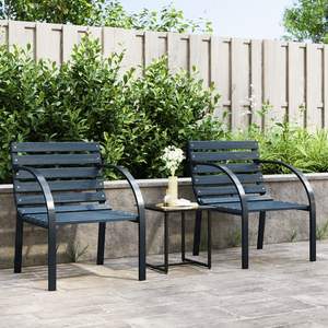 Ensemble de 2 chaises de jardin durables de taille moyenne en bois gris et acier, mobilier d'extérieur durable - Product Image 1