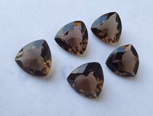 Cuarzo Ahumado Natural, Corte Facetado en Forma de Trillón, Calibrado, Gema Suelta para Joyería - Product Image 3