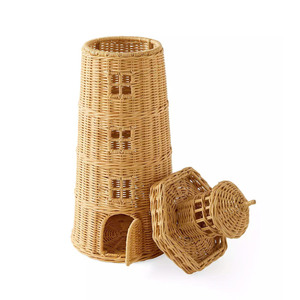 Décoration de phare en rotin charmante, tressée, style côtier, pour chambre d'enfant, décoration suspendue nautique, parfaite pour la mise en scène de la chambre des enfants - Product Image 2