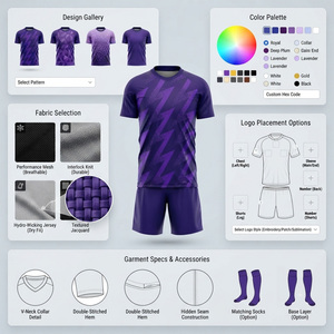 Conjunto de Camiseta de Fútbol para Hombre, Estampado Geométrico Morado, Sublimado, Secado Rápido, Transpirable, Manga Corta, Uniforme Deportivo, Ajuste Atlético, para Todas las Temporadas - Product Image 6