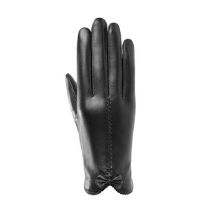 Gants en cuir de luxe pour femme, modèle une ligne, pour l'hiver – Nouveauté très demandée - Product Image 2