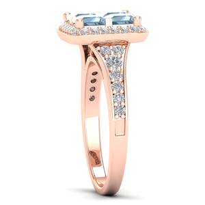 Anillo de diamantes REYES, el más vendido, de oro sólido de 14 quilates con certificado IGI para mujer, corte princesa, con piedra preciosa de aguamarina de 1.56 quilates. - Product Image 3