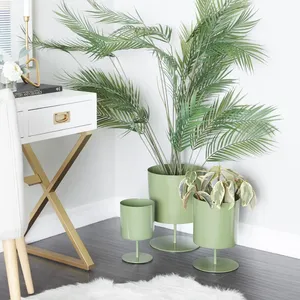 Juego de Macetas Modernas Ecológicas con Recubrimiento Cromado Digital Verde, 3 Piezas de 10, 8 y 6 Pulgadas, Macetas para Interiores, Diseño Minimalista, Decoración de Escritorio - Product Image 6