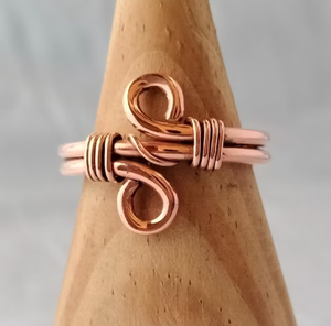 Copper <b>Magnetic</b> <b>Ring</b> Unisex <b>Ring</b> Band Traditional Ayurvedic Healing Jewelry Multi Wire Wrap Swirl Motif Border - Product Image 3