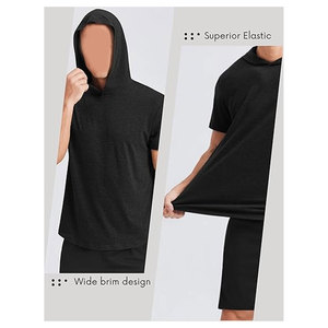 เสื้อฮู้ดแขนสั้นผู้ชายสำหรับออกกำลังกาย เสื้อยืดมีฮู้ดน้ำหนักเบา แห้งเร็ว เหมาะสำหรับการออกกำลังกาย ฟิตเนส เทรนนิ่ง และวิ่ง - Product Image 6