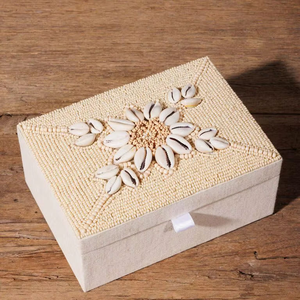 Boîte à bijoux de luxe faite à la main, écologique, de forme carrée, avec motif floral brodé, décorative, ornée de perles Zari, pour la remise des diplômes et Halloween - Product Image 6