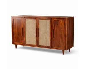 Pindel Handicraft Indian Wooden Console Table Natural Woven Cane Storage Cabinet Dining Room <b>Sideboard</b> - Product Image 6