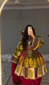 Conjunto de 3 Vestidos Casuales Estilo Bohemio con Bordado Elaborado Afgano Kuchi, Largos hasta la Rodilla, Manga Larga, Corte Holgado para Mujer - Product Image 6
