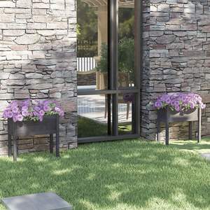 Juego de 2 Macetas Grandes y Resistentes de Madera de Pino Gris para Jardín, para Macetas y Jardineras - Product Image 1