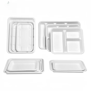 Vaisselle jetable écologique et compostable en bagasse de canne à sucre avec plateau, biodégradable pour événements, traiteur, fêtes, export en gros - Product Image 3