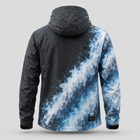Veste imperméable pour homme Oxytag Sports, réactive à la température, imprimé dégradé bleu noir, vêtements d'extérieur sportifs d'hiver, fermeture éclair