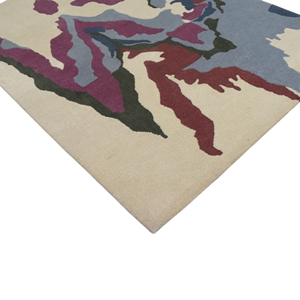 Alfombra de Lana de Lujo Moderna, Abstracta y Expresionista, Tejida a Mano, con Diseño de Goteo de Pintura en Crema, Beige, Morado y Gris, Suave y Tridimensional - Product Image 5