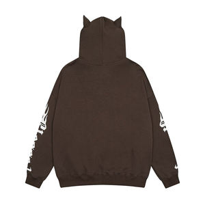 Sweat-shirt à capuche zippé surdimensionné pour homme, 100 % coton, uni, délavé, doublure polaire, écologique, décontracté, pour l'automne, personnalisable - Product Image 2