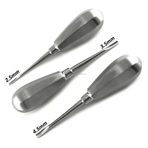 Elevadores Dentales de Raíz 2.5mm 3.5mm 4.5mm de Acero Inoxidable, Juego de Instrumentos Quirúrgicos Manuales con Empuñadura Acolchada de Lujo, Set Lindo Levien 3 Piezas - Product Image 1