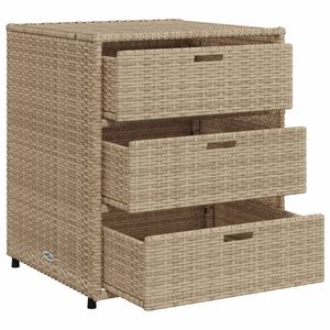 Mueble de Jardín Mediano para Almacenamiento, Color Beige, Ratán Sintético PE con Acero con Recubrimiento en Polvo, Muebles Elegantes para Exteriores - Product Image 6