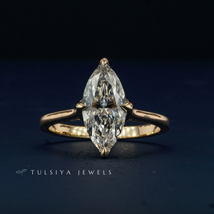 Bague de fiançailles en or 14 carats avec diamant de laboratoire pour femme, taille marquise, diamant synthétique brillant étincelant, certifié IGI, luxe et raffinement - Product Image 3