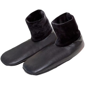Black Sheepskin Leather Unisex Ankle <b>Slippers</b> Non-Slip Winter Floor <b>Socks</b> <b>Thermal</b> Lined Casual Home Shoes - Product Image 3