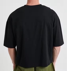 Camiseta de Jersey de Alta Calidad de 250 Gsm para Hombre, Personalizable, de Algodón, Estilo Pro Club, Diseño Cuadrado y Recortado para Impresión - Product Image 2