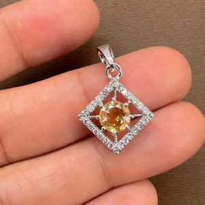 เครื่องประดับโรเดียมชุบโรเดียมเงินแท้สำหรับสตรีจี้อัญมณีทันสมัย - Product Image 3
