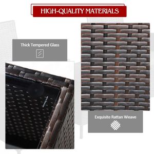 Set da Conversazione in Rattan a 3 Pezzi con Cuscini e Piano in Vetro per Arredo Giardino - Product Image 3